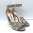 Prada Lizard Ankle Strap Platform Sandals Ivory/Gray Size 38 Open Toe Heels