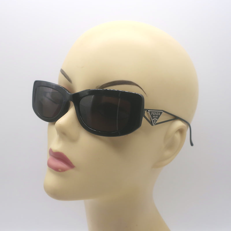Prada Triangle-Logo 53mm Rectangular Sunglasses Black SPR 14Y 1AB-5S0