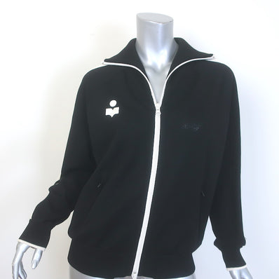 Isabel Marant Etoile Darcey Zip-Up Track Jacket Black Stretch Knit Size 42