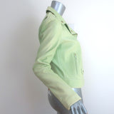 Theory Elenian Leather Motorcycle Jacket Pastel Green Size Medium NEW
