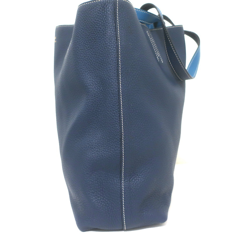 Hermes Double Sens 45 Reversible Tote Bleu Electrique Graphite Clemence Leather