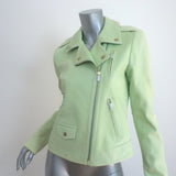 Theory Elenian Leather Motorcycle Jacket Pastel Green Size Medium NEW