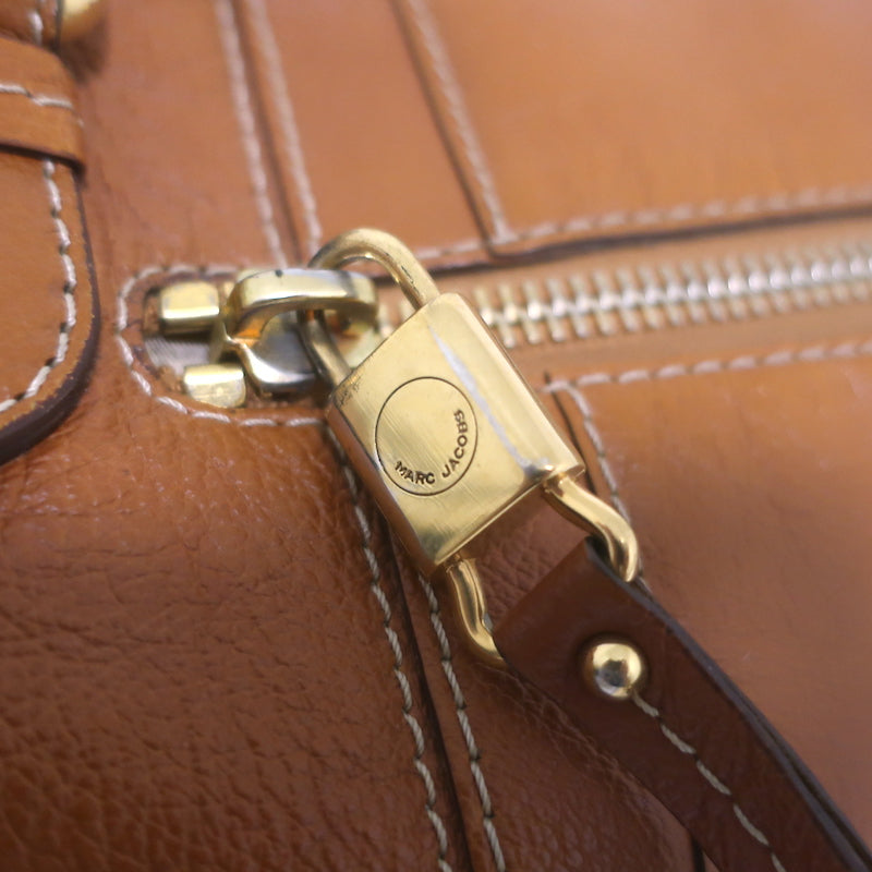 Marc Jacobs Expandable Satchel Brown Leather Medium Shoulder Bag