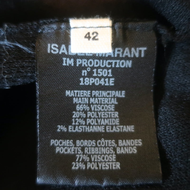 Isabel Marant Etoile Darcey Zip-Up Track Jacket Black Stretch Knit Size 42
