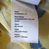 R13 Exaggerated Collar Shirt Yellow Floral Print Cotton Size Small NEW