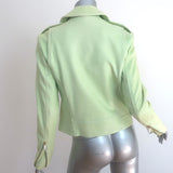 Theory Elenian Leather Motorcycle Jacket Pastel Green Size Medium NEW