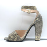 Prada Lizard Ankle Strap Platform Sandals Ivory/Gray Size 38 Open Toe Heels