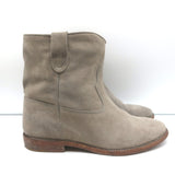 Isabel Marant Crisi Ankle Boots Taupe Gray Suede Size 38 Hidden Wedge Booties
