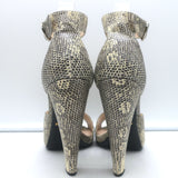 Prada Lizard Ankle Strap Platform Sandals Ivory/Gray Size 38 Open Toe Heels