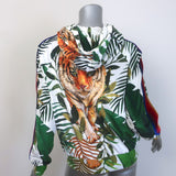 Aviator Nation Velvet Tiger Zip-Up Hoodie White/Multicolor Size Small Unisex