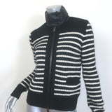 Moncler Striped Down Puffer Cardigan Jacket Black/White Size Extra Extra Small