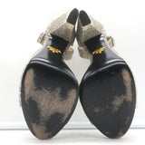 Prada Lizard Ankle Strap Platform Sandals Ivory/Gray Size 38 Open Toe Heels