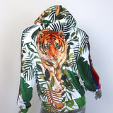 Aviator Nation Velvet Tiger Zip-Up Hoodie White/Multicolor Size Small Unisex