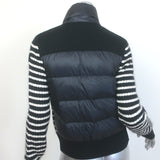 Moncler Striped Down Puffer Cardigan Jacket Black/White Size Extra Extra Small
