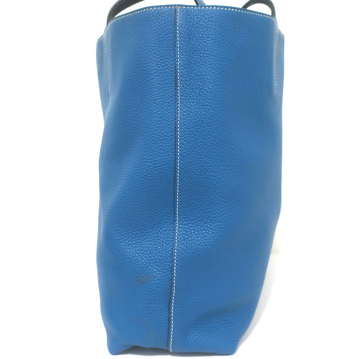 Hermes Double Sens 45 Reversible Tote Bleu Electrique Graphite Clemence Leather