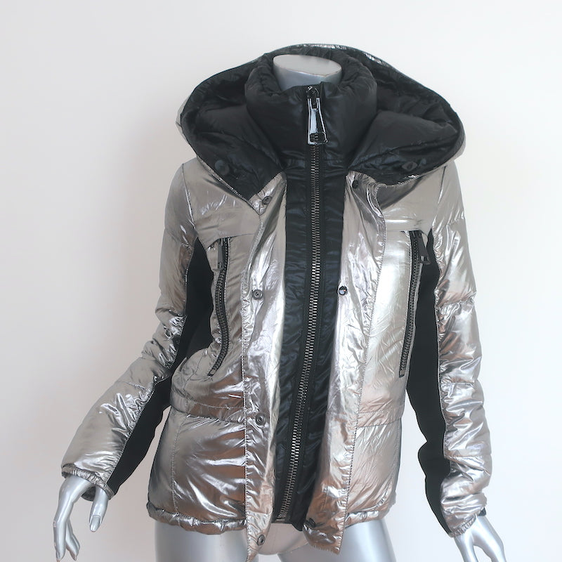 Authier Alta Badia Ski Jacket Silver Size 40 Hooded Down Puffer