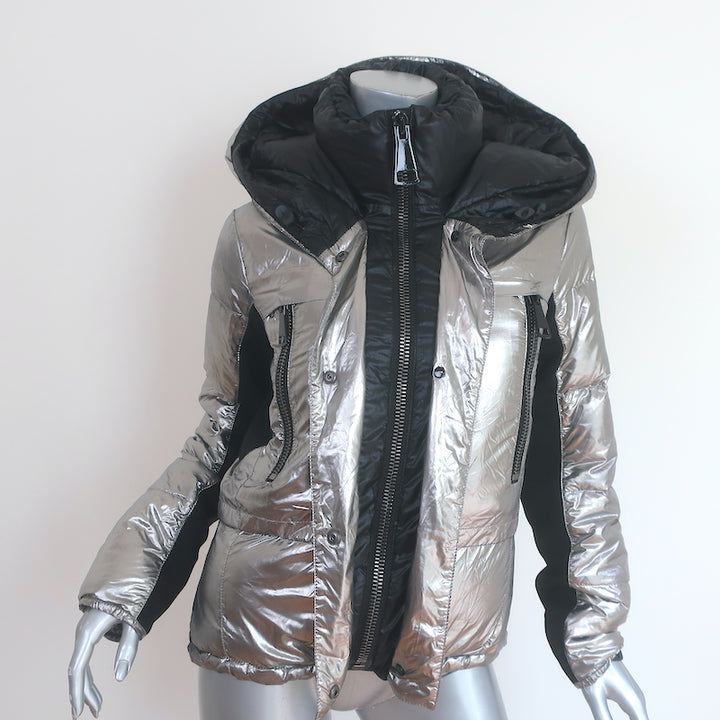 Authier Alta Badia Ski Jacket Silver Size 40 Hooded Down Puffer