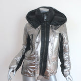 Authier Alta Badia Ski Jacket Silver Size 40 Hooded Down Puffer