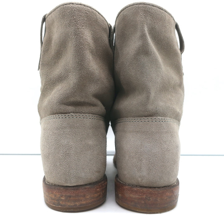 Isabel Marant Crisi Ankle Boots Taupe Gray Suede Size 38 Hidden Wedge Booties