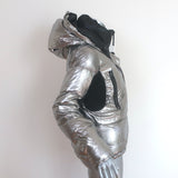 Authier Alta Badia Ski Jacket Silver Size 40 Hooded Down Puffer