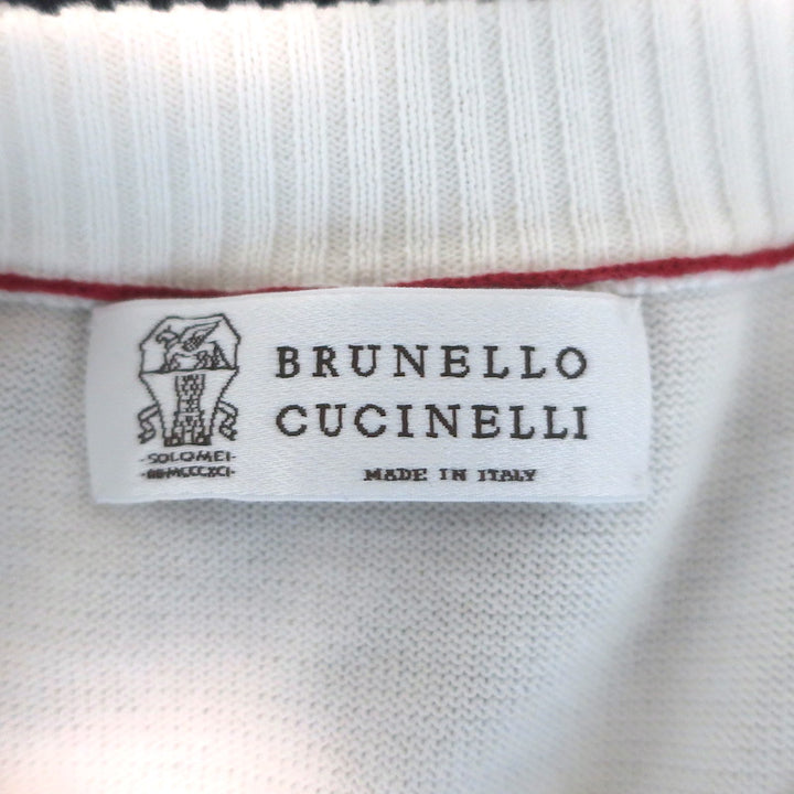 Brunello Cucinelli Breton Stripe Sweater White/Gray/Navy Cotton Size Large