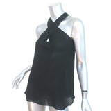 Nili Lotan Crisscross Halter Top Black Silk Size Extra Small Sleeveless Blouse