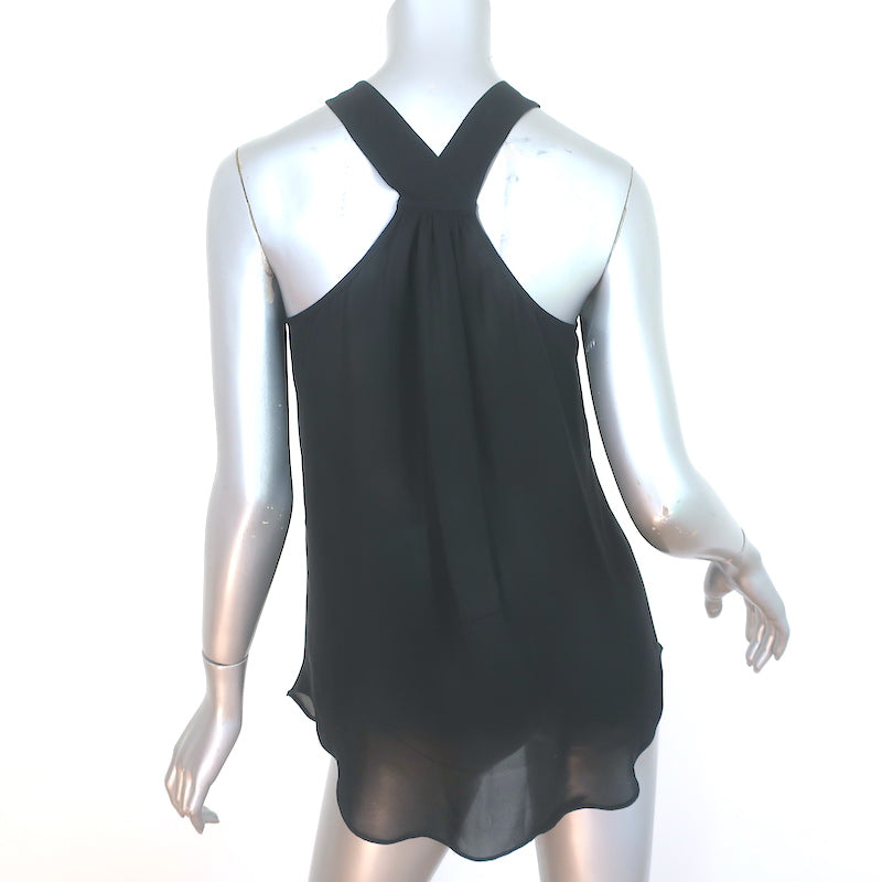 Nili Lotan Crisscross Halter Top Black Silk Size Extra Small Sleeveless Blouse