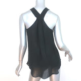 Nili Lotan Crisscross Halter Top Black Silk Size Extra Small Sleeveless Blouse