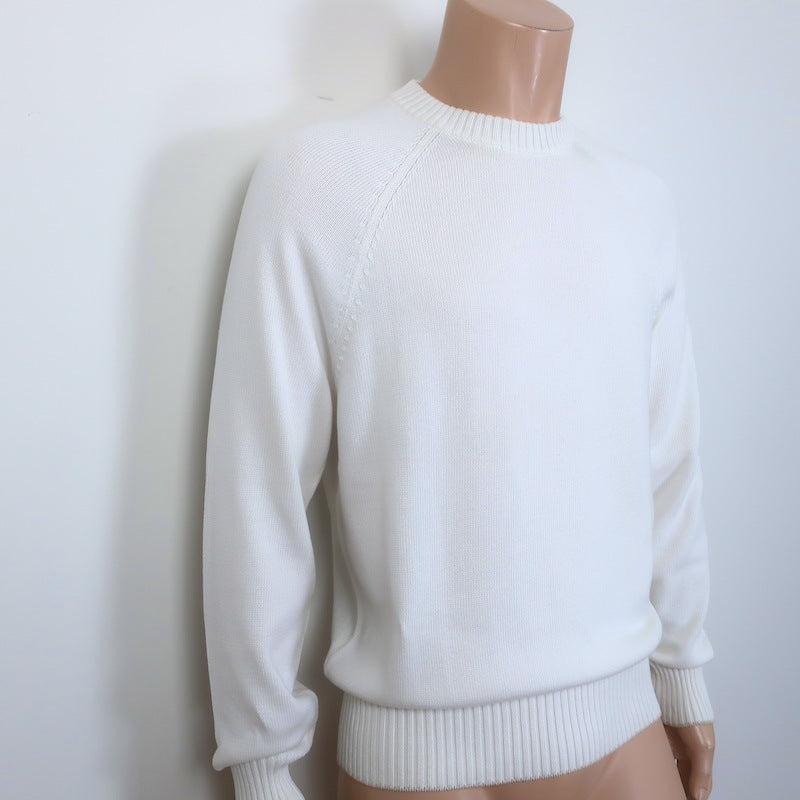 Brunello Cucinelli Crewneck Raglan Sweater White Cotton Size 52