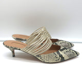 Aquazzura Rendez Vous Kitten Heel Mules Snakeskin & Metallic Leather Size 38.5