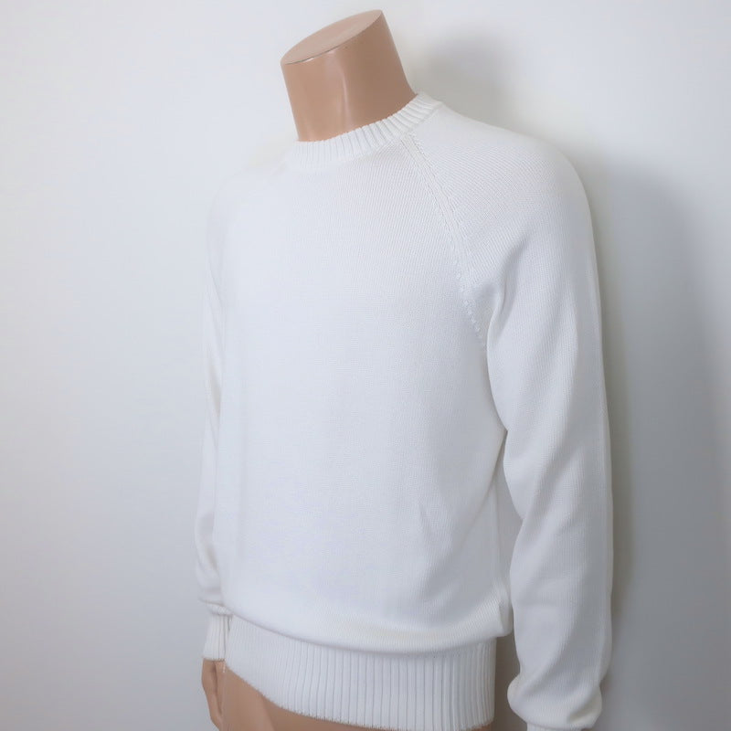 Brunello Cucinelli Crewneck Raglan Sweater White Cotton Size 52