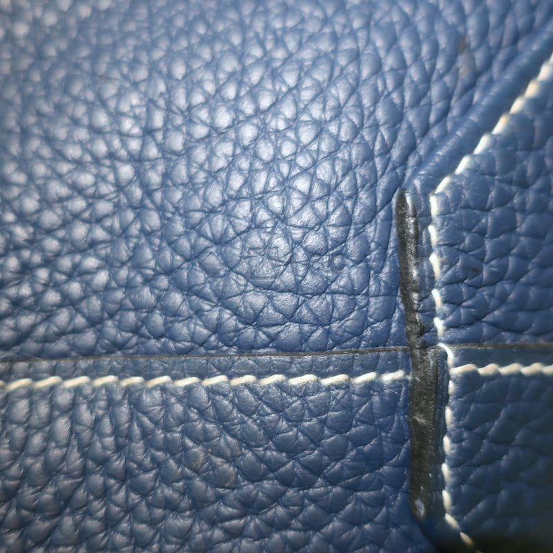 Hermes Double Sens 45 Reversible Tote Bleu Electrique Graphite Clemence Leather