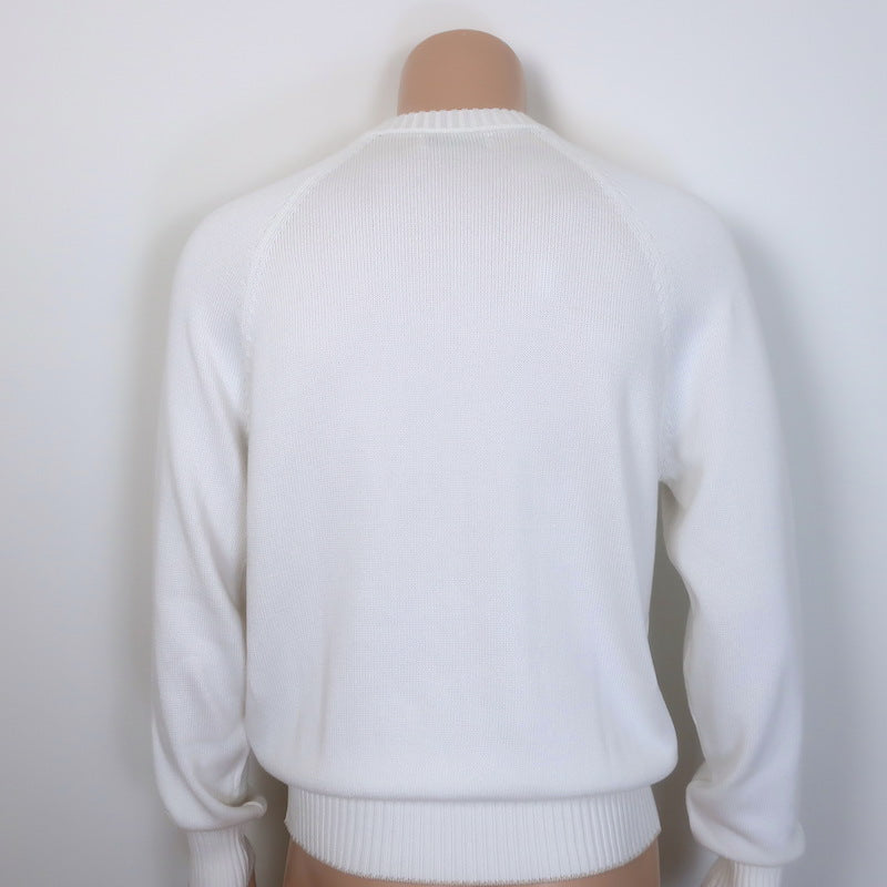 Brunello Cucinelli Crewneck Raglan Sweater White Cotton Size 52
