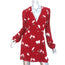 Reformation Collins Wrap Dress Red Floral Print Size Small Long Sleeve Mini