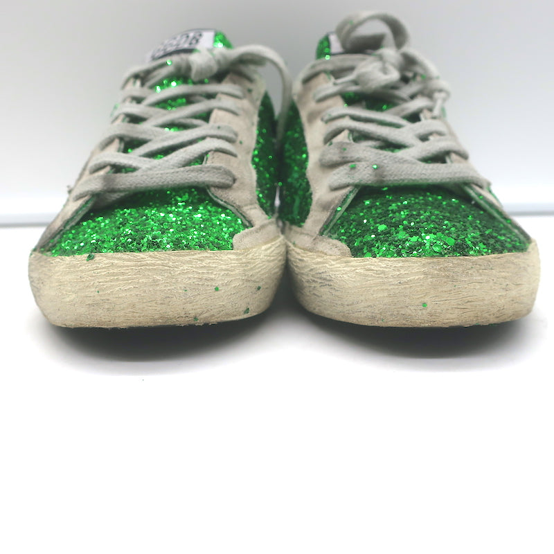 Golden Goose Superstar Glitter Sneakers Green Size 36