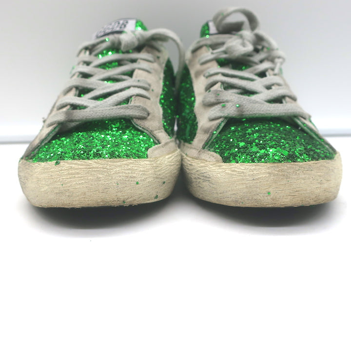 Golden Goose Superstar Glitter Sneakers Green Size 36