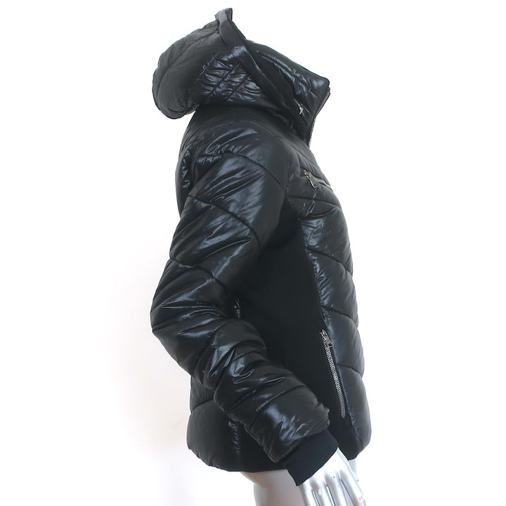 MDC Shiny Ski Jacket Black Size 40 Hooded Puffer
