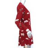 Reformation Collins Wrap Dress Red Floral Print Size Small Long Sleeve Mini