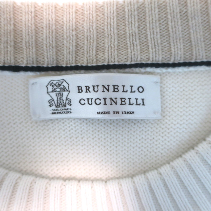 Brunello Cucinelli Crewneck Raglan Sweater White Cotton Size 52