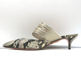 Aquazzura Rendez Vous Kitten Heel Mules Snakeskin & Metallic Leather Size 38.5