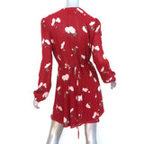 Reformation Collins Wrap Dress Red Floral Print Size Small Long Sleeve Mini