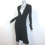 Galvan London Rhea Midi Lounge Dress Black Slinky Ribbed Knit Size Small NEW
