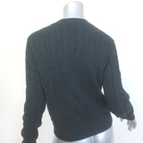 Minnie Rose Faux Pearl-Button Cable Knit Cardigan Black Cotton-Blend Size Small
