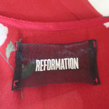 Reformation Collins Wrap Dress Red Floral Print Size Small Long Sleeve Mini