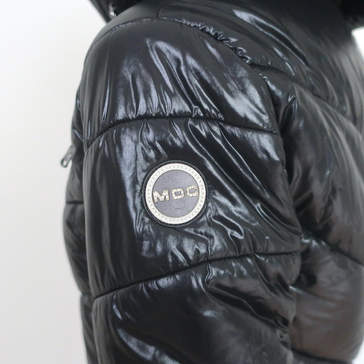 MDC Shiny Ski Jacket Black Size 40 Hooded Puffer