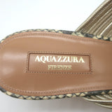 Aquazzura Rendez Vous Kitten Heel Mules Snakeskin & Metallic Leather Size 38.5