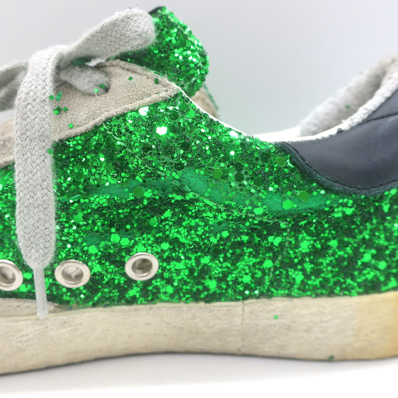 Golden Goose Superstar Glitter Sneakers Green Size 36