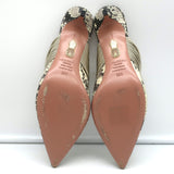 Aquazzura Rendez Vous Kitten Heel Mules Snakeskin & Metallic Leather Size 38.5
