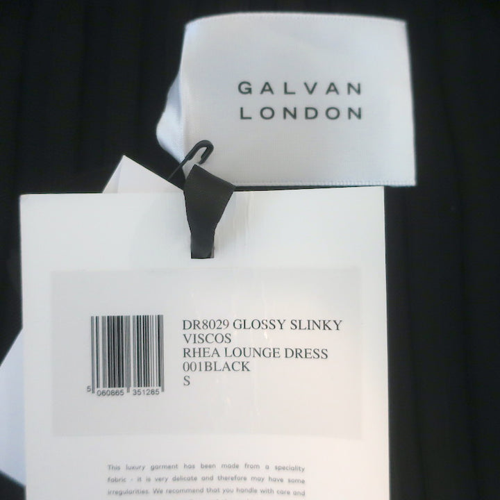 Galvan London Rhea Midi Lounge Dress Black Slinky Ribbed Knit Size Small NEW