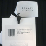 Galvan London Rhea Midi Lounge Dress Black Slinky Ribbed Knit Size Small NEW
